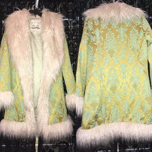 Brocade Anastasia Brocade Faux Fur Jacket Coat M/L